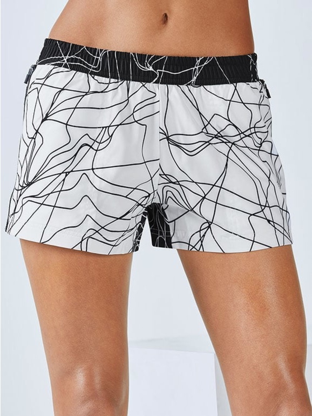 Fabletics Eloise Shorts NWT in White Micro Linear/Black Micro Linear in Small